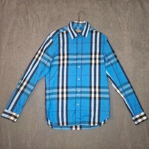 BURBERRY Shirt Check Large M Blue Black A2-56